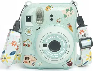 Protective Case LoveInstant for Fujifilm Instax Mini 12 — green glitter with sticker set and photo pocket
