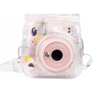Protective Case LoveInstant for Fujifilm Instax Mini 11, Transparent with Pink Sequins