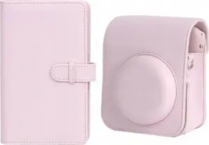 Camera case and photo album set, LoveInstant cover for Fujifilm Instax Mini 12 with 108-pocket album, pink