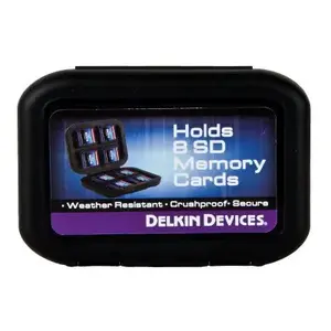Memory card case Delkin DDACC-SD8 — black, holds SD cards, compact protective storage