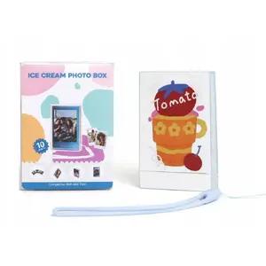 Photo case and transparent glitter frame for instax/min i zink prints, LoveInstant SB11251, blue