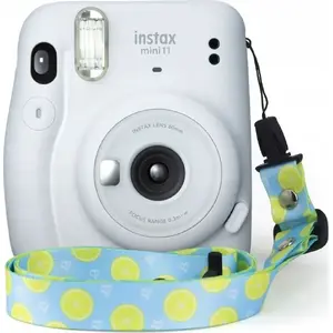 Camera neck strap case LoveInstant universal neck strap for Fujifilm Instax Mini (compatible models: Mini 11, 8, 9, 70, 90) — lemon print