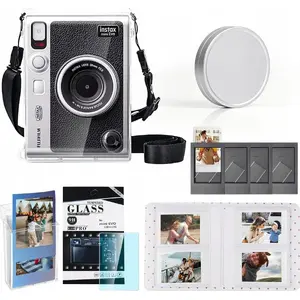 LoveInstant aksesuāru komplekts Fujifilm Instax Mini Evo — 6‑1: maciņš, aizsargstikls, fotoalbums 64x, objektīva vāciņš, rāmji — caurspīdīgs