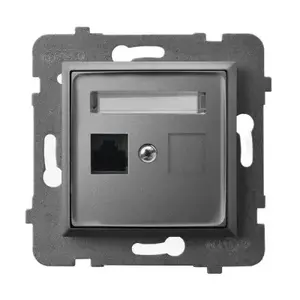 Розетка Ospel GPK-1U/K/m/70 — серый, IP20, 71×71×33 мм