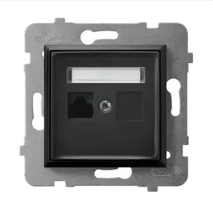 Розетка Ospel GPK-1U/K/m/33 — одиночная, чёрная, IP20, 71×71×33 мм