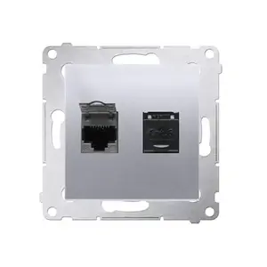Розетка Kontakt-Simon D62.01/43 — серебристая пластик, IP20, 75×75×37 мм