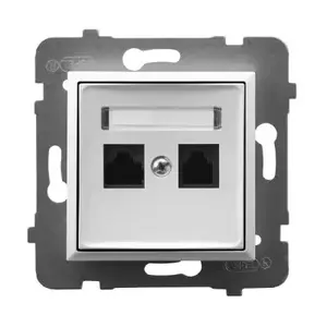 Розетка Ospel GPK-2U/K/m/00 — белая, IP20, 71×71×37 мм