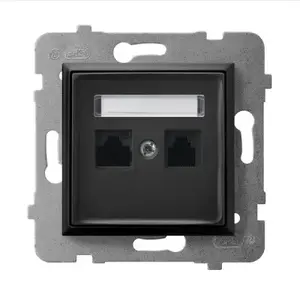 Розетка Ospel GPK-2U/K/m/33 — черная, IP20, 71×71×37 мм