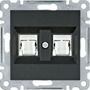 Hager WL2123 двойная компьютерная розетка RJ45 кат.5e UTP черная