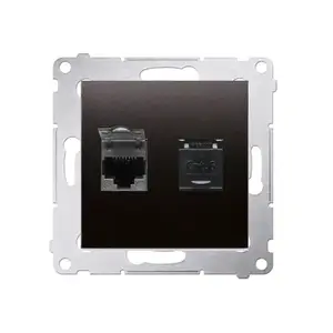 Розетка Kontakt-Simon D62.01/48, антрацит, пластиковый корпус, IP20, 75×75×37 мм
