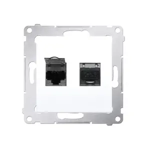 Sienas kontaktdakša Kontakt-Simon D62E.01/11, balta, plastmasas korpuss, IP20, 75×75×44 mm