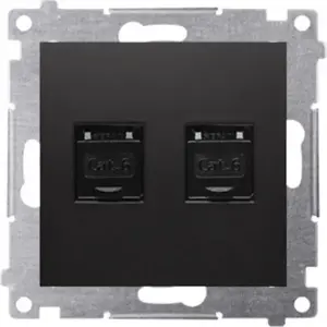 Сетевой модуль Kontakt-Simon Simon 54 двойная розетка RJ45 категория 6 с пылезащитной крышкой, матовый черный (D62.01/49)
