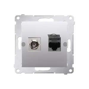 Розетка Kontakt-Simon DASFRJ45.01/43, серебристая, пластиковый корпус, IP20, 75×75×43 мм
