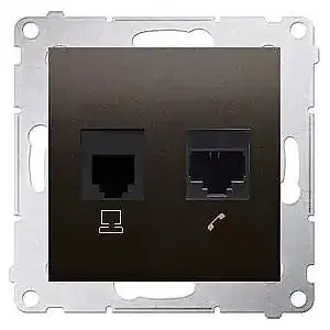 Tīkla un telefona ligzdas modulis Kontakt-Simon D5T.01/49 – RJ45 Cat5e + RJ12, matēti melns