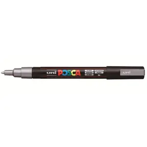 Marķieris uni-ball POSCA PC-3M Silver — sudraba ūdens bāzes pigmenta marķieris, 0,9–1,3 mm gals, 1 gab.