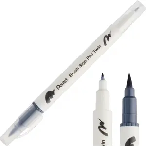 PENTEL divpusējs otas marķieris SESW30C-T112 — gaiši pelēka ota un smalks gals