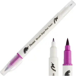 PENTEL divpusējs otu pildspalvas marķieris Magenta SESW30C-T120 — ota un smalks gals, magenta tinte