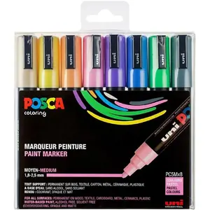 Набор маркеров POSCA PC-5M, 8 пастельных цветов, средний круглой наконечник