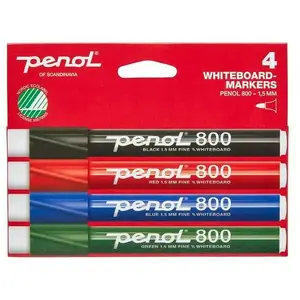 Whiteboard marker Penol 800 1.5 mm, set of 4, assorted colors, Svanemærket