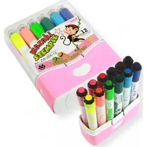 INTERDRUK markers set MAZAKI 12 colors with stamps ZW-205-12