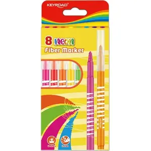 Marķieri Keyroad Flamastry KEYROAD Fiber Marker neona 8 gab. ar piekariņu, miksētas krāsas