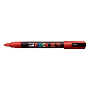 Marķieris uni-ball POSCA PC-3M Red — sarkans ūdens bāzes pigmenta marķieris, vidēja izmēra galu 1,0–2,5 mm