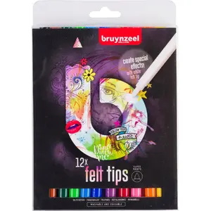 Spalvotu filcu komplekts BRUYNZEEL SAKURA Super point light — 12 krāsas
