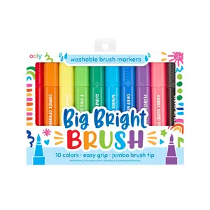 Marķeru komplekts Ooly Big Bright Brush 10 gab. — ota galiņš, dažādas krāsas, ieteicamais vecums 3+