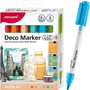 Akrila dekoratīvais marķieris MonAmi Deco Marker B 460 — 6 pasteļtoņu krāsas