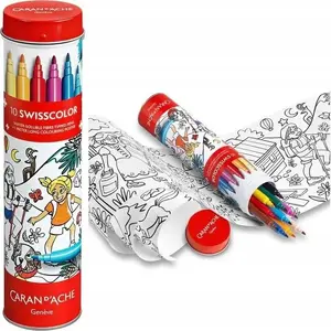 Akvareļu marķieri Caran d'Ache Swisscolor, metāla tūba ar krāsojamo lapu, 10 gab., krāsu maisījums