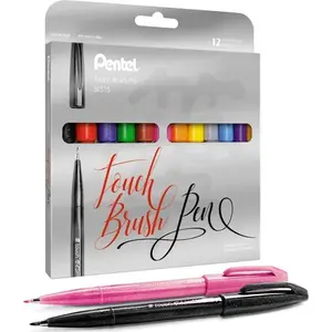 Марķeru komplekts TOMBOW Touch Brush Pen — 12 krāsas, divpusējs ota un smalks gals