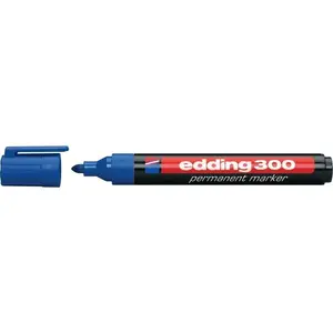 Permanent marker Edding 300 — blue ink, 1.5 mm tip, pack of 10