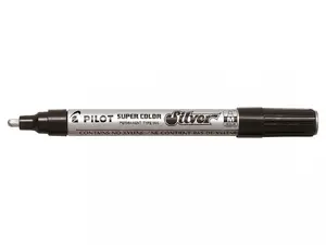 Marķieris PILOT Super Color Silver — sudraba pastāvīgais marķieris, līnijas platums 2–4,5 mm