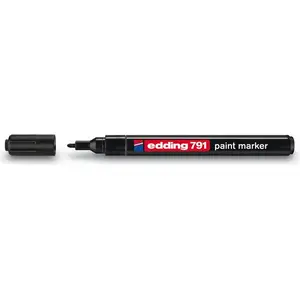 Laka marķieris Edding 791 1–2 mm melns — pastāvīgai retušei un dekoratīvai apdarei