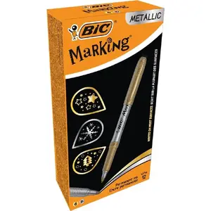 Marķieru komplekts BIC Metallic Ink 12 gab. — zelta un sudraba metālisks tinti