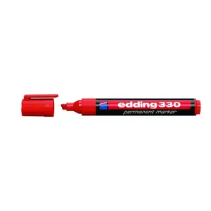 Permanent marker Edding 330, red ink, bullet tip, plastic housing, pack of 10