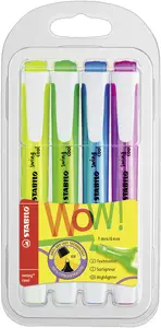 Marķieru komplekts Corex STABILO swing cool Pastel — 4 gab., šķērsgriezuma uzgalis, dažādas krāsas, garums 85 mm
