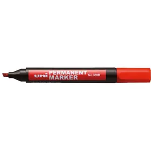 Pastāvīgais marķieris uni mitsubishi pencil NO-380CZER. sarkans — smails uzgalis, noturīga tinte