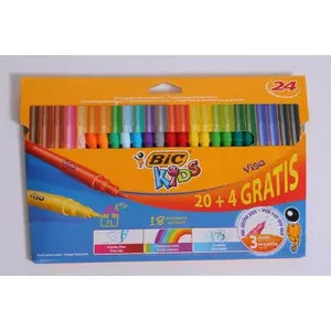 Марķieri BIC Kid Visa komplekts — 24 krāsas, mazgājami flomāsteri