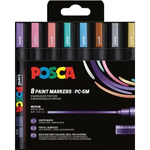 Набор маркеров POSCA PC-5M — 8 шт., средний срез, металлические цвета