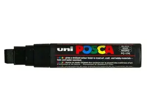 Маркер POSCA uni PC-17K скошенное перо 1 шт. Черный — широкий непрозрачный красящий маркер