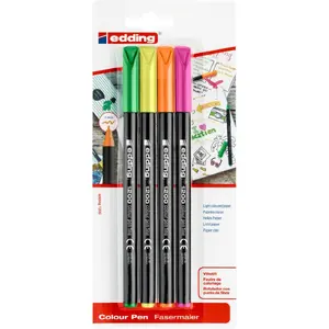 Marķieris Edding E-1200, smalka 1 mm galiņa, blisteris 4 gab. jauktu krāsu