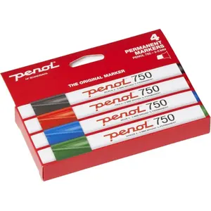 Permanent marker Penol 750 by Penol, medium tip, pack of 4 assorted colors