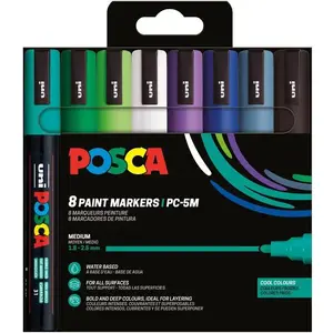 Набор маркеров POSCA PC-5M, 8 шт., средний пулевидный наконечник, зимние цвета