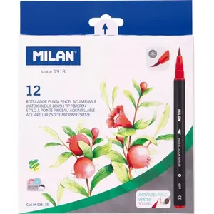 Otīšu marķieri TEKA Watercolour 12 krāsas MILAN — komplekts ar 12 ūdensšķīstošiem otas galiem