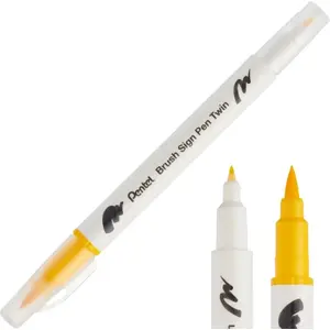Marker brush dual-tip PENTEL Pisak Brush SESW30C-T122 — yellow