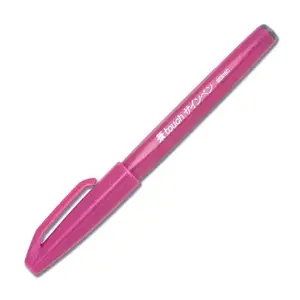 Calligraphy pen PENTEL SES15C-P — pink, water-based ink, tip for calligraphy, 1 pc