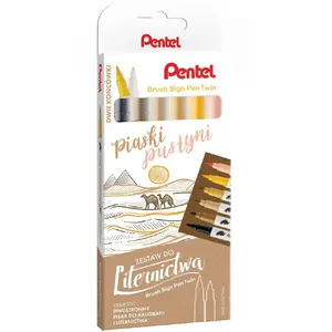 Otām-šķēlīte PENTEL Brush Sign Pen Twin SESW3 — divpusējs otu marķieris