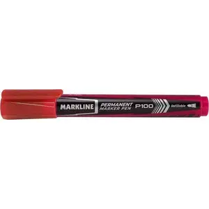 Pastāvīgais marķieris Linc Markline MP100RED — sarkans tinti, apaļš galu