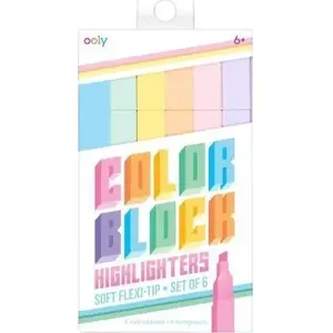 Ooly Zakreślacze geometryczne Color Block marķieri — 6 krāsas, kabatas komplekts, pasteļas un spilgtas nokrāsas
